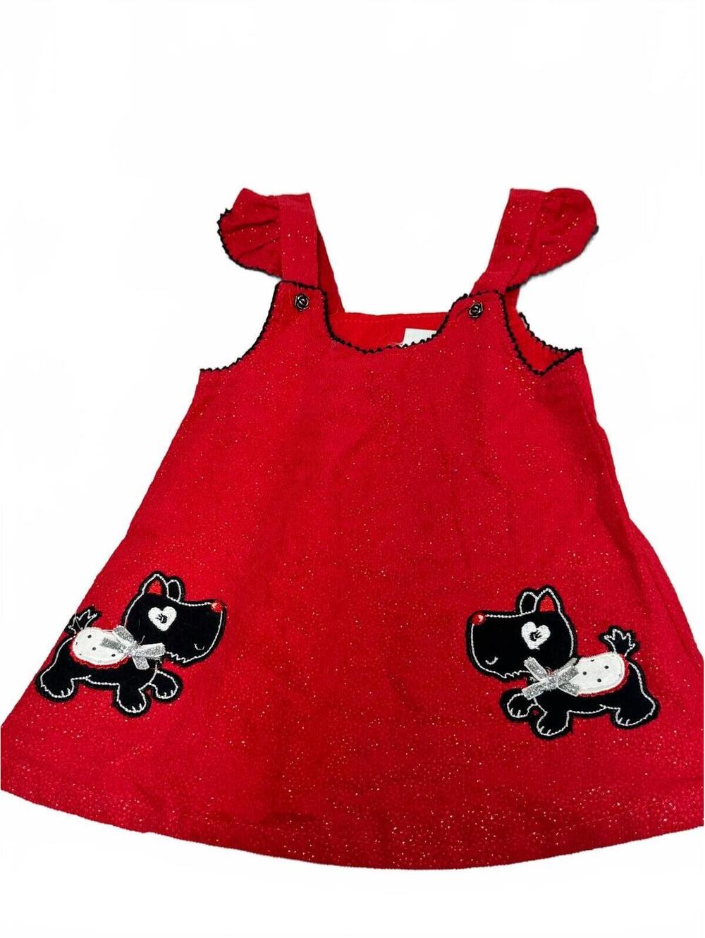 Nannette Baby Red Glitter Scottie Dog Dress 18M
